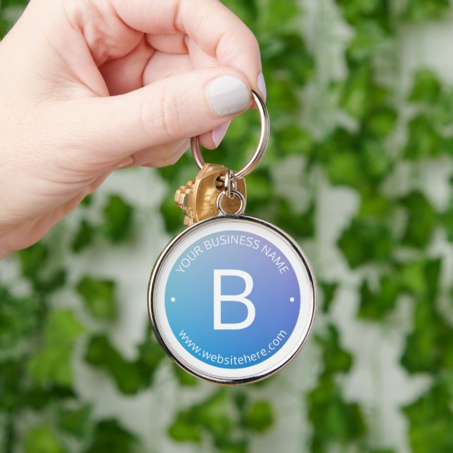 Blue & Purple Fading Ombre with Editable Text Keychain (Hand)