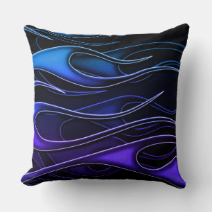 Blue & Purple Flames Throw Pillow