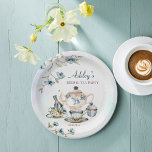 Blue purple floral bridal shower tea party  paper plate<br><div class="desc">Blue purple watercolor floral tea party bridal shower monogrammed personalized paper plates template bridal shower table decor</div>