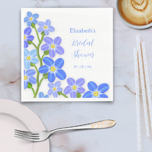 Blue Purple Floral Forget-Me-Nots Bridal Shower  Napkin
