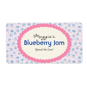Blue Purple Floral Jam Jar Labels, Custom