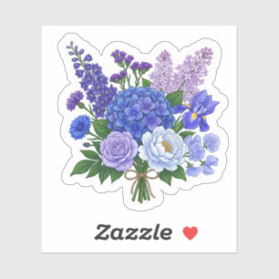Blue Purple Flower Bouquet Floral Sticker