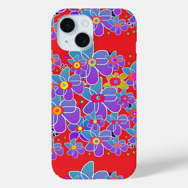 Blue Purple Flower Burst Red  Case-Mate iPhone Case (Back)