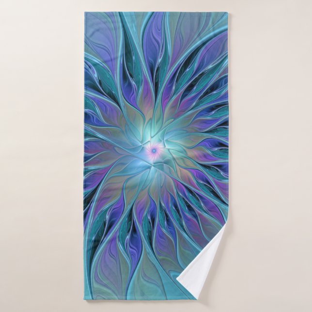 Blue Purple Flower Dream Abstract Fractal Art (Serviette de bain)