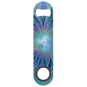 Blue Purple Flower Dream Abstract Fractal Art Bar Key