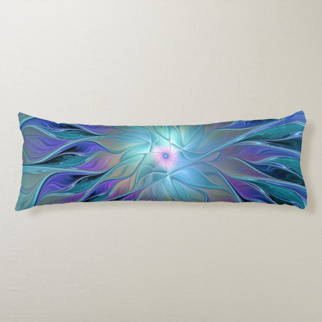 Blue Purple Flower Dream Abstract Fractal Art Body Pillow (Front)