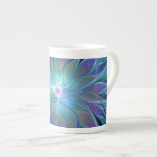 Blue Purple Flower Dream Abstract Fractal Art Bone China Mug