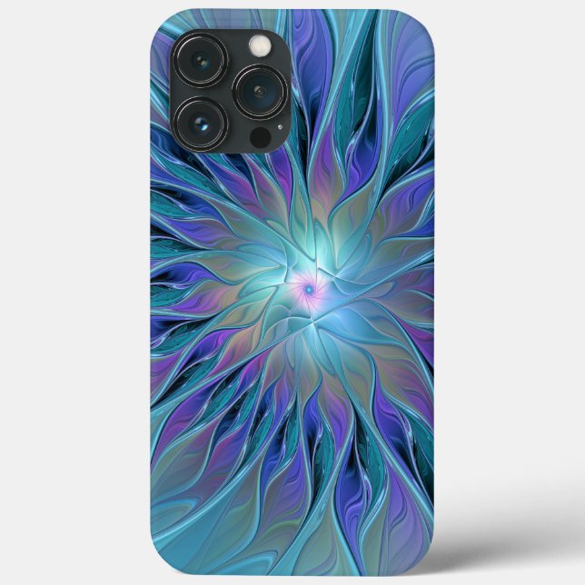 Blue Purple Flower Dream Abstract Fractal Art Case-Mate iPhone Case (Back)