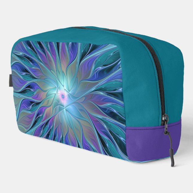 Blue Purple Flower Dream Abstract Fractal Art Dopp Kit (Right Corner)