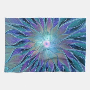Blue Purple Flower Dream Abstract Fractal Art Kitchen Towel