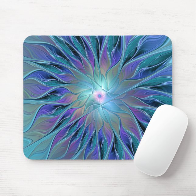 Blue Purple Flower Dream Abstract Fractal Art Mouse Pad (With Mouse)