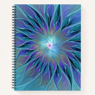 Blue Purple Flower Dream Abstract Fractal Art Notebook