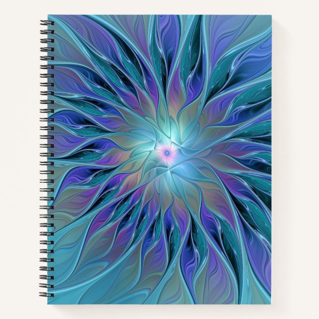 Blue Purple Flower Dream Abstract Fractal Art Notebook (Front)