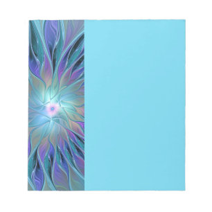Blue Purple Flower Dream Abstract Fractal Art Notepad