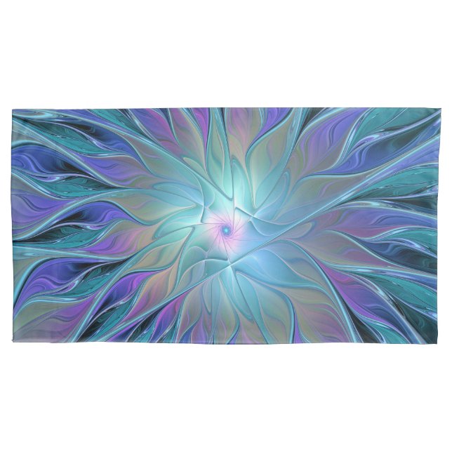 Blue Purple Flower Dream Abstract Fractal Art Pillowcase (Front)