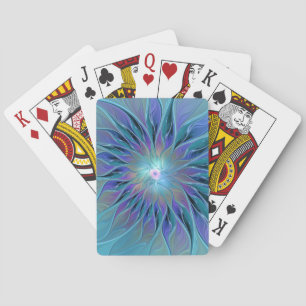 Blue Purple Flower Dream Abstract Fractal Art Playing Cards
