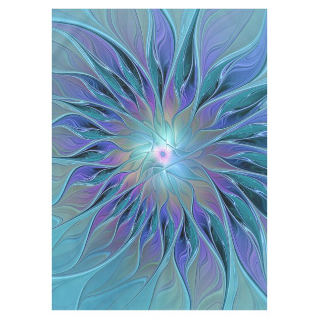 Blue Purple Flower Dream Abstract Fractal Art Tablecloth (Front)