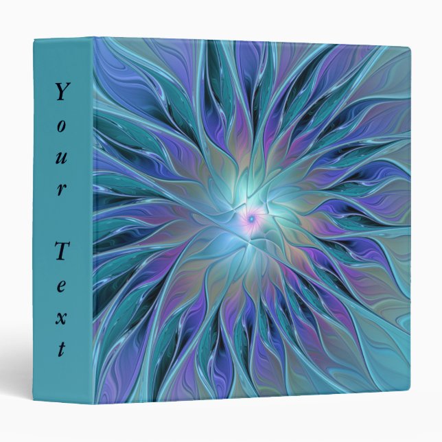 Blue Purple Flower Dream Abstract Fractal Art Text Binder (Front/Spine)
