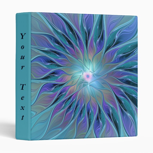 Blue Purple Flower Dream Abstract Fractal Art Text Binder (Front/Spine)