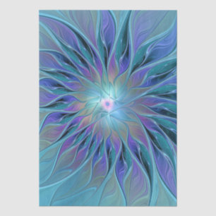 Blue Purple Flower Dream Abstract Fractal Art Tissue Paper