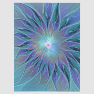 Blue Purple Flower Dream Abstract Fractal Art Tissue Paper