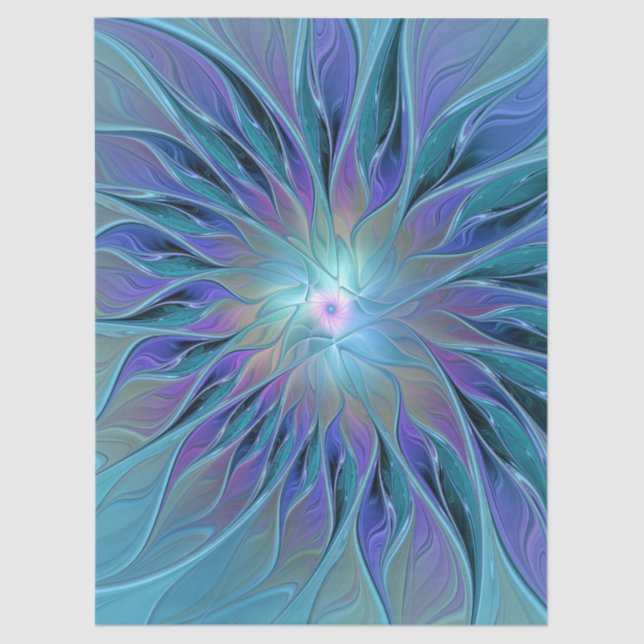 Blue Purple Flower Dream Abstract Fractal Art Tissue Paper (Front)