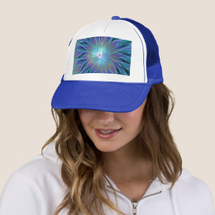 Blue Purple Flower Dream Abstract Fractal Art Trucker Hat