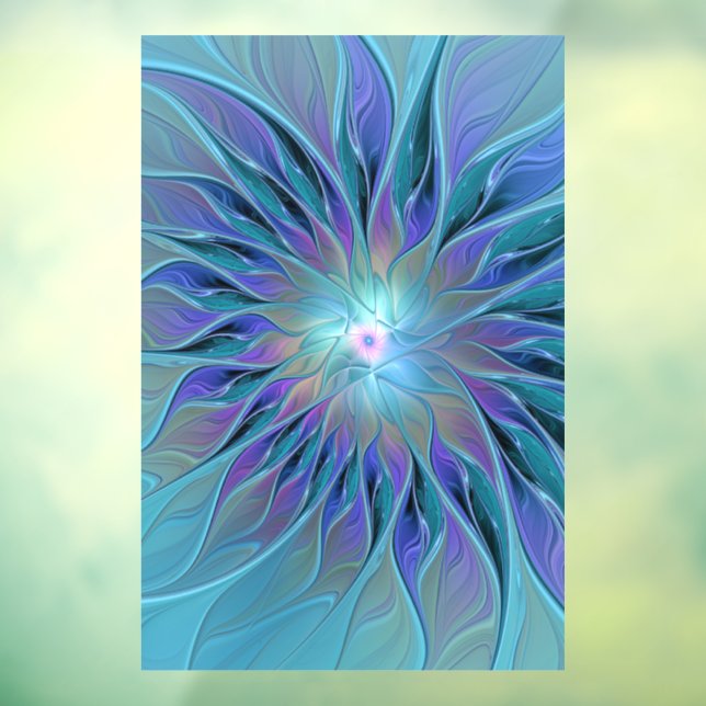Blue Purple Flower Dream Abstract Fractal Art Window Cling (Sheet 3)