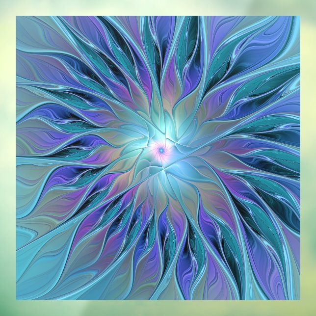Blue Purple Flower Dream Abstract Fractal Art Window Cling (Sheet 3)