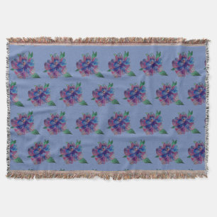 Blue, Purple flower, Summer MoodArt Throw Blanket