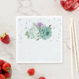 blue purple flowers greenery botanical napkins