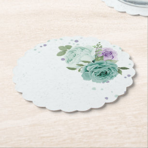 blue purple flowers greenery botanical paper coast paper coaster
