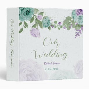 blue purple flowers greenery wedding album binder