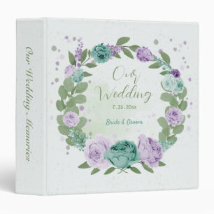 blue purple flowers greenery wedding album binder