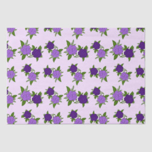 Blue & Purple Flowers with violet pattern Tissue Paper