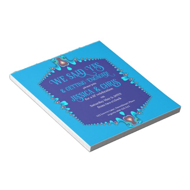 Blue Purple Fractal Lace Budget Invitations Notepad (Angled)