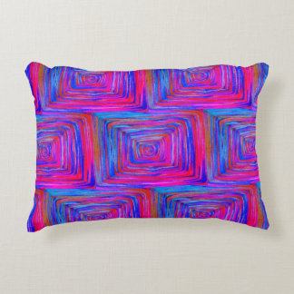 Blue Purple Fuchsia Square Pattern Boho Accent Pillow