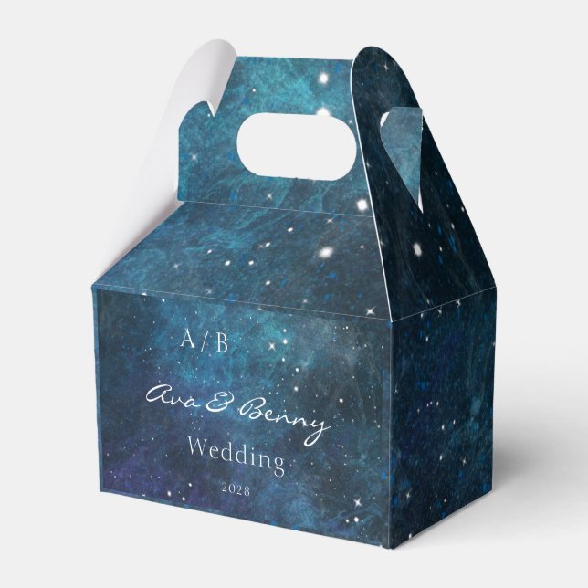 Blue Purple Galaxy Wedding Favor Box (Front Side)