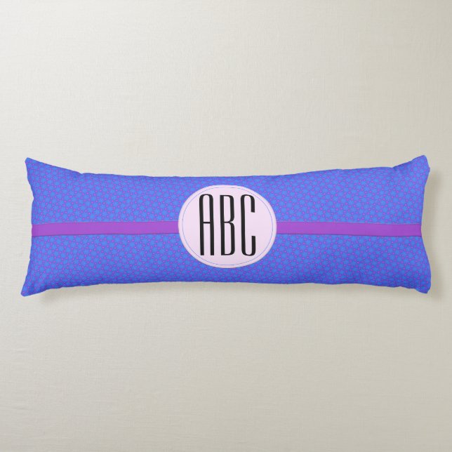 Blue Purple Geometric Personalized Monogram Body Pillow (Front)