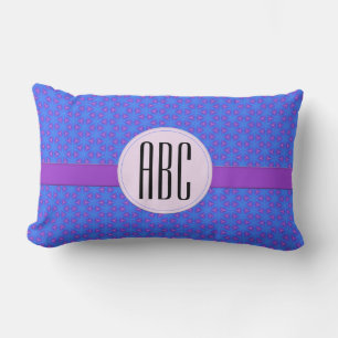 Blue Purple Geometric Personalized Monogram Lumbar Pillow