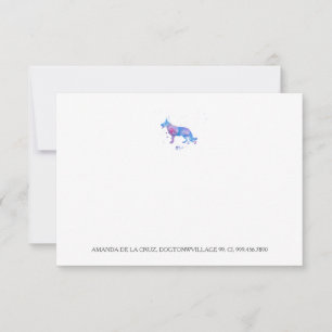 Blue Purple German Shepherd Watercolor Illu