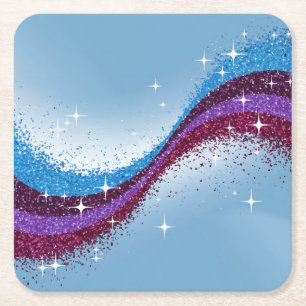 Blue, Purple Glitter Sparkly Coaster Set