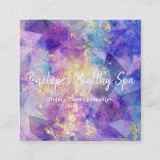 Blue Purple Gold Abstract  Square Business Card