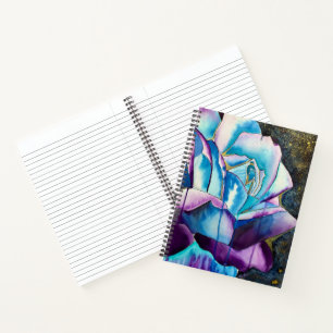 Blue purple gothic watercolor rose art notebook