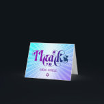 Blue Purple Gradient Bat Mitzvah Bold Retro Boho  Thank You Card<br><div class="desc">Make sure your favourite Bat Mitzvah shows her appreciation to all who supported her milestone event! Send out this fun, boho retro, personalized thank you card. Fun, trendy, bold purple and navy blue typography with modern sans serif typography overlay a background of pop light turquoise and purple ombre gradient rays...</div>