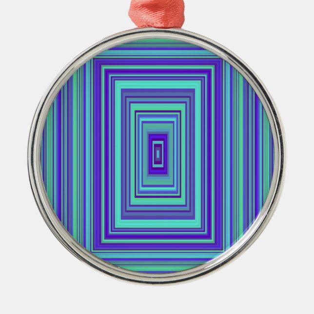 Blue Purple Green Rectangles Geometric Art Metal Ornament (Front)