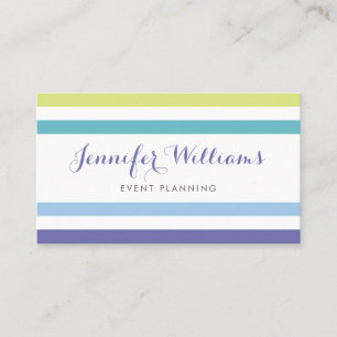 Blue Purple Green Stripes Modern Professional Business Card