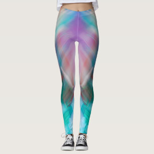 Blue purple green teal light streaks abstract bold leggings