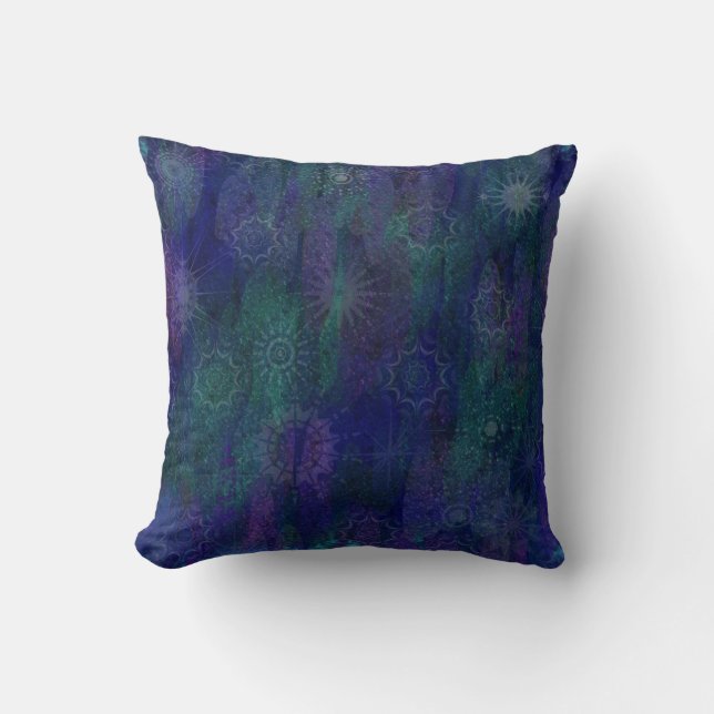 Blue  Purple Green Throw Pillow (Front)