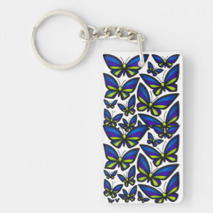 Blue Purple Green Wings Now Keychain